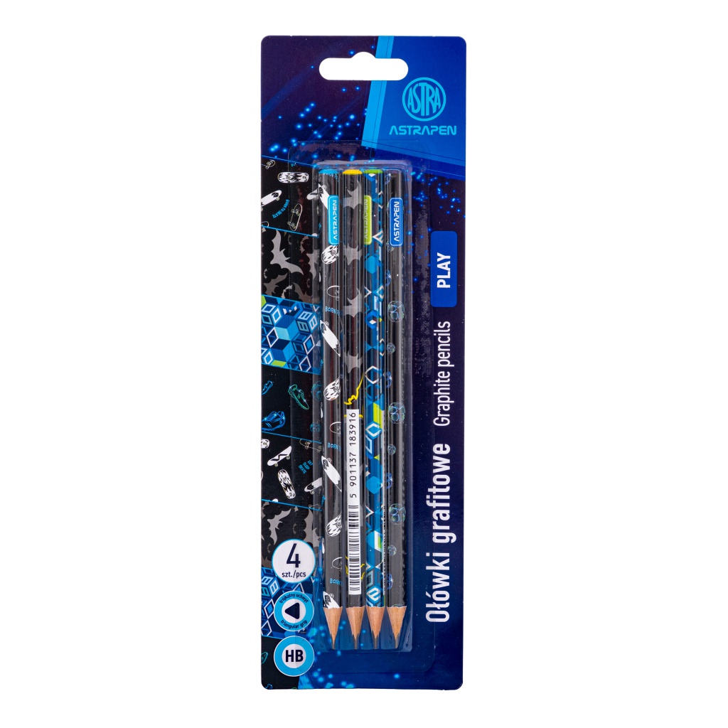 4ks - Obyčejná HB tužka AstraPEN Boys, blistr, 206023010