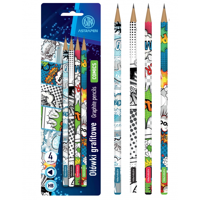 4ks - Obyčejná HB tužka AstraPEN Comics, blistr, 206023013 4ks - Obyčejná HB tužka AstraPEN Comics, blistr, 206023013