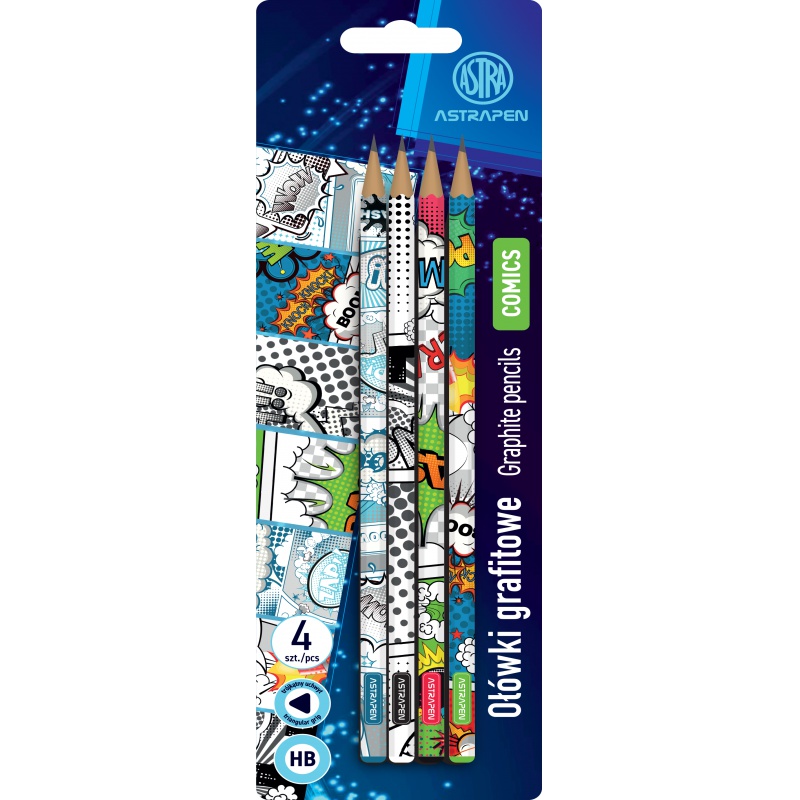 4ks - Obyčejná HB tužka AstraPEN Comics, blistr, 206023013 4ks - Obyčejná HB tužka AstraPEN Comics, blistr, 206023013