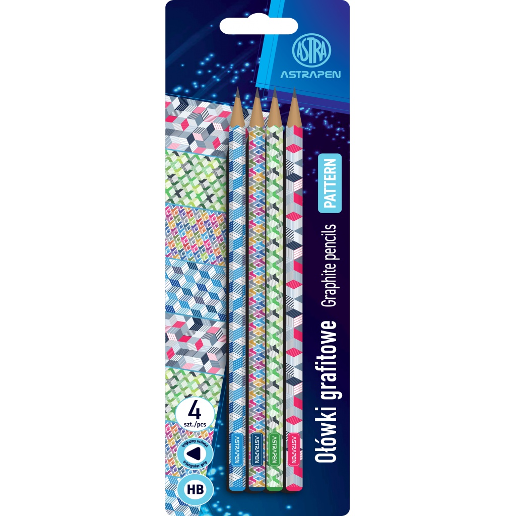 4ks - Obyčejná HB tužka AstraPEN Pattern, blistr, 206023014