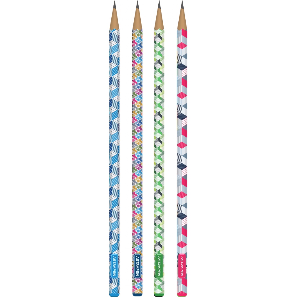 4ks - Obyčejná HB tužka AstraPEN Pattern, blistr, 206023014