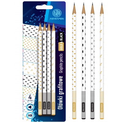 4ks - Obyčajná HB ceruzka AstraPEN Gold and Black, blister, 206023015 4ks - Obyčajná HB ceruzka AstraPEN Gold and Black, blister, 206023015