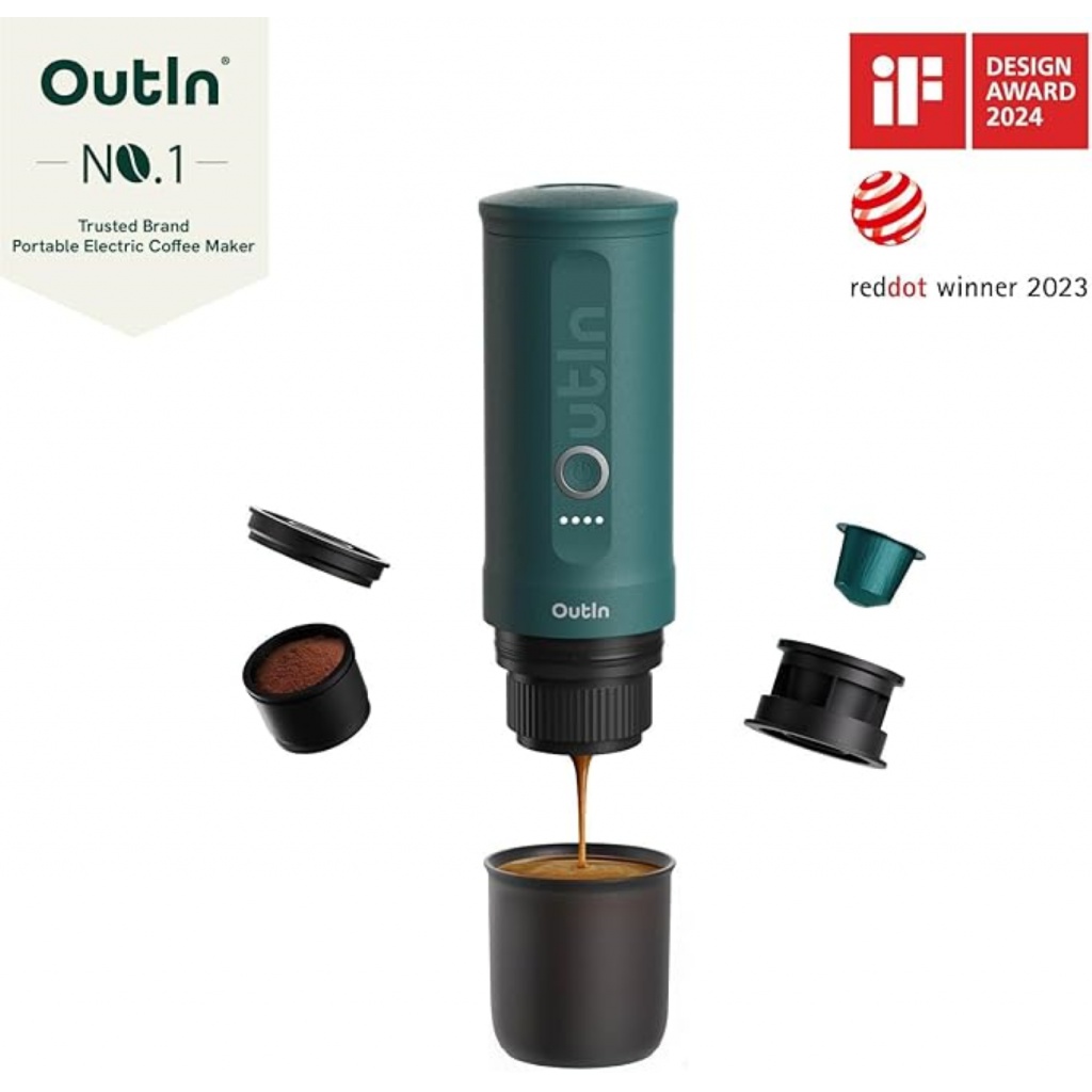 Outin Nano Portable Espresso Machine – Pearl White s 20 barovým tlakom a integrovaným ohrevom