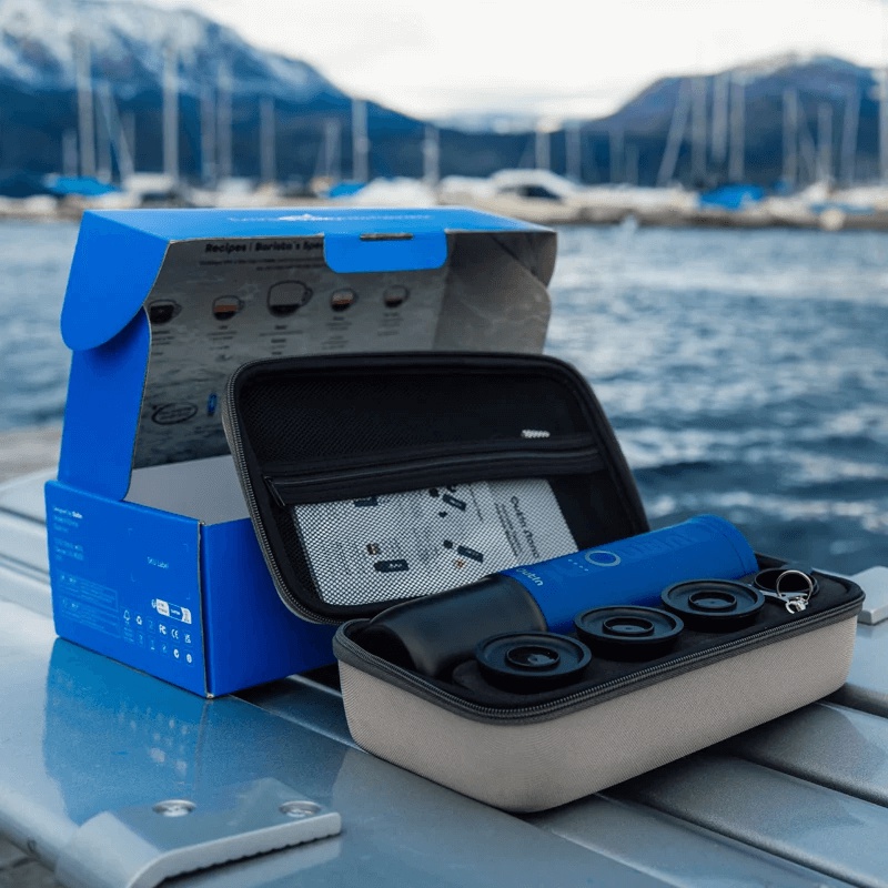 Outin Nano Portable Espresso Machine - Ocean Blue + cestovní obal Outin Nano Portable Espresso Machine - Ocean Blue + cestovní obal
