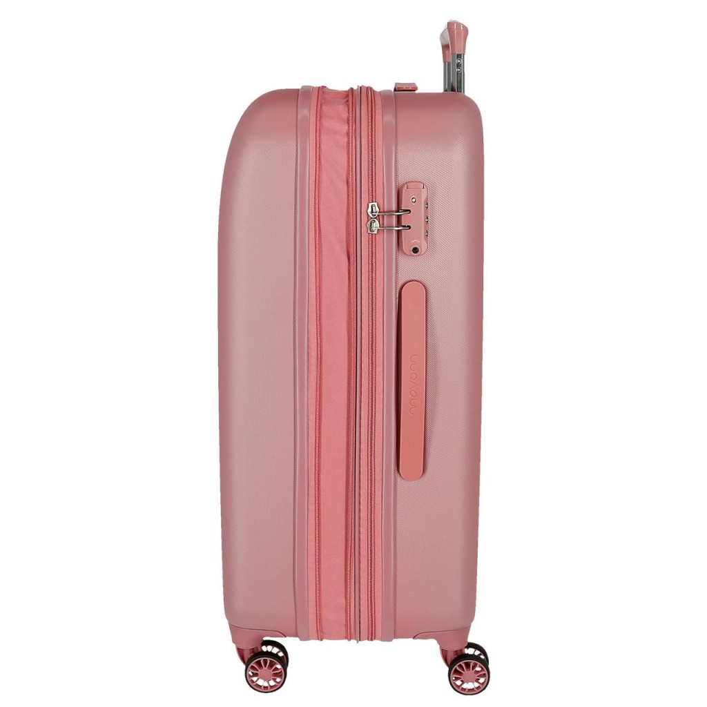 Sada luxusných ABS cestovných kufrov MOVOM Riga Pink – 70 cm / 55 cm, tiché kolieska, TSA zámok, zväčšenie objemu