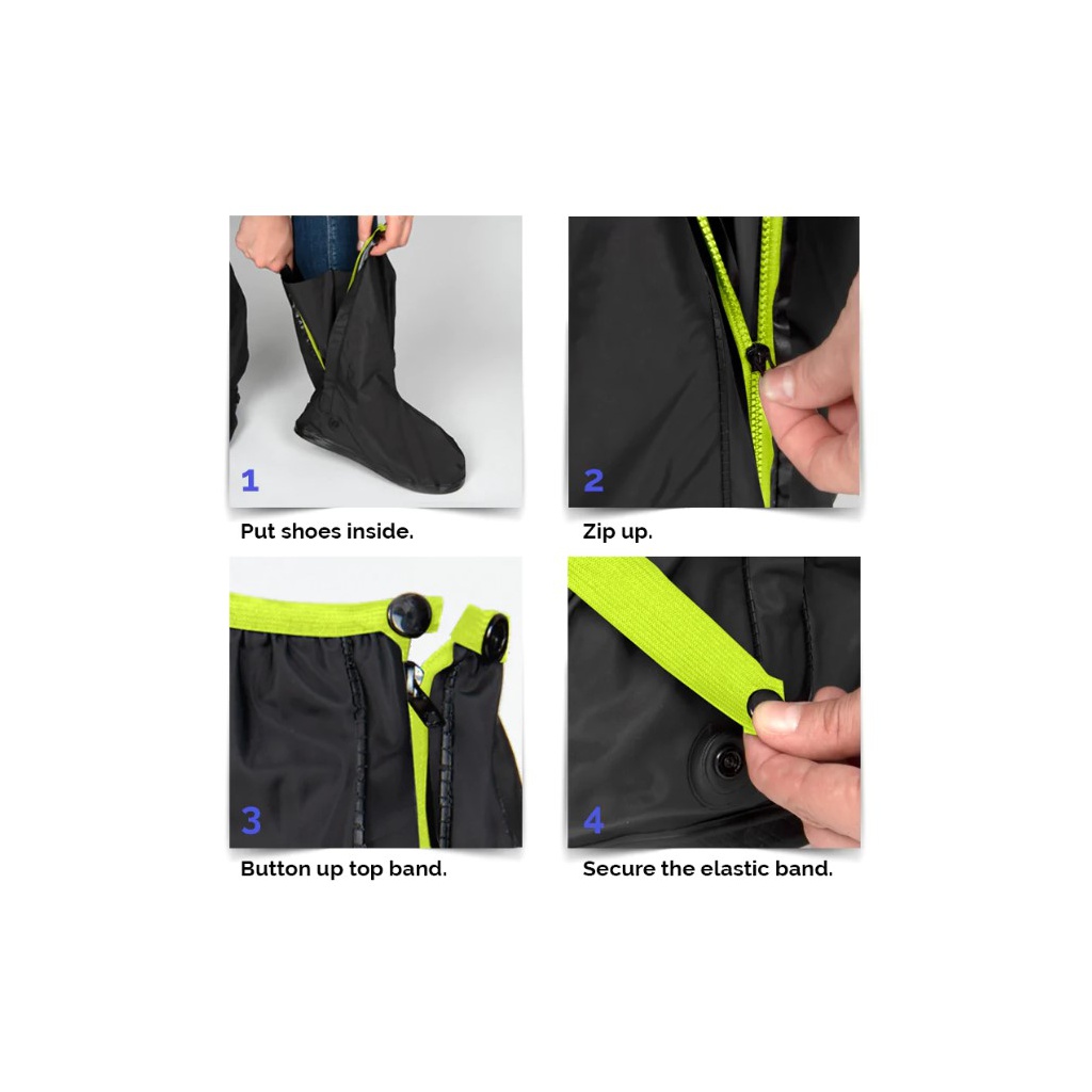 Kvalitní nepromokavé návleky na obuv Perletti Travel, velikost S 36/39, Nero/Lime, 95012