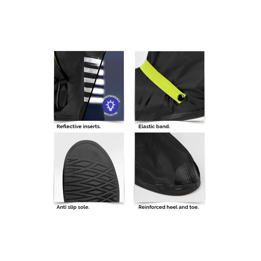 Kvalitní nepromokavé návleky na obuv Perletti Travel, velikost S 36/39, Nero/Lime, 95012