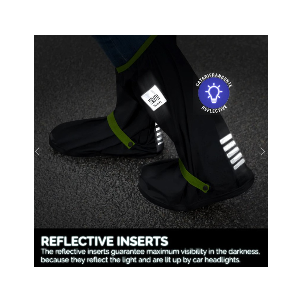 Kvalitní nepromokavé návleky na obuv Perletti Travel, velikost S 36/39, Nero/Lime, 95012