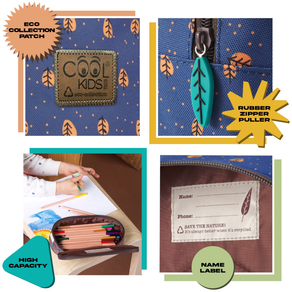 Školský peračník / puzdro Perletti Green, Bear & Rabbit, 14404