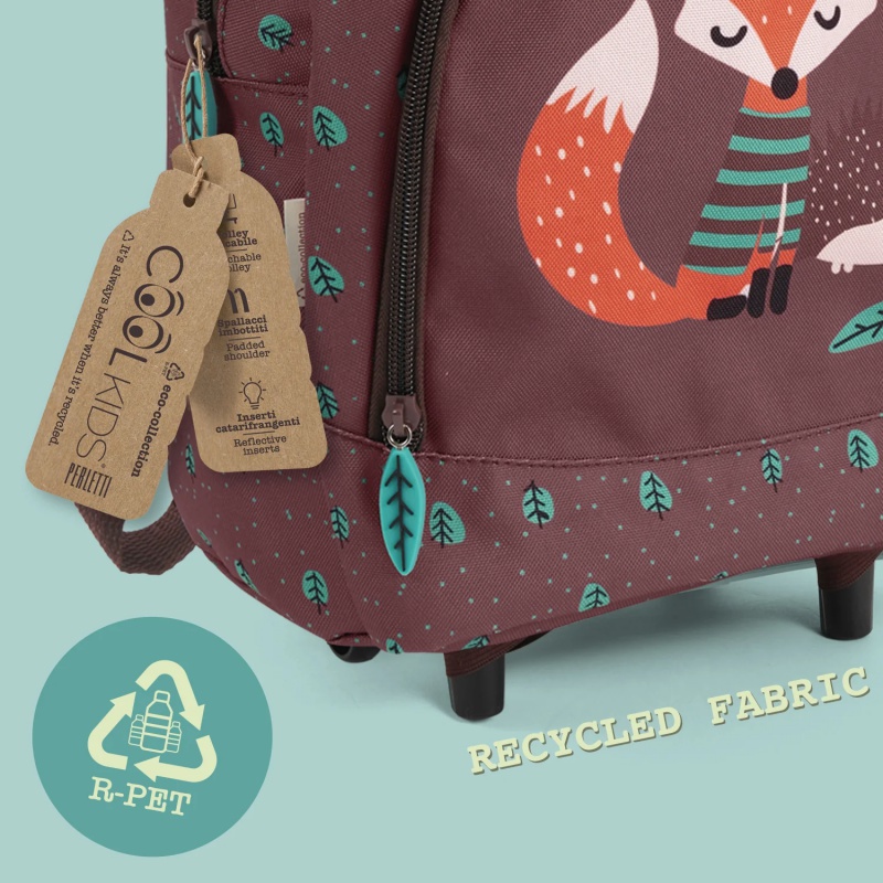Dětský batoh na kolečkách Perletti Green, Fox & Hedgehog 14403 Dětský batoh na kolečkách Perletti Green, Fox & Hedgehog 14403