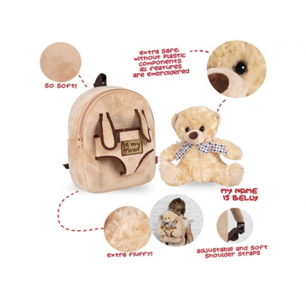 Dětský plyšový batoh s odnímatelnou hračkou Perletti Toys, MEDVÍDEK, 13042