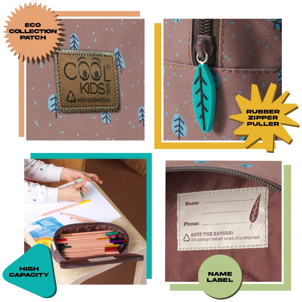 Školní penál / pouzdro Perletti Green, Owl & Fawn, 14408