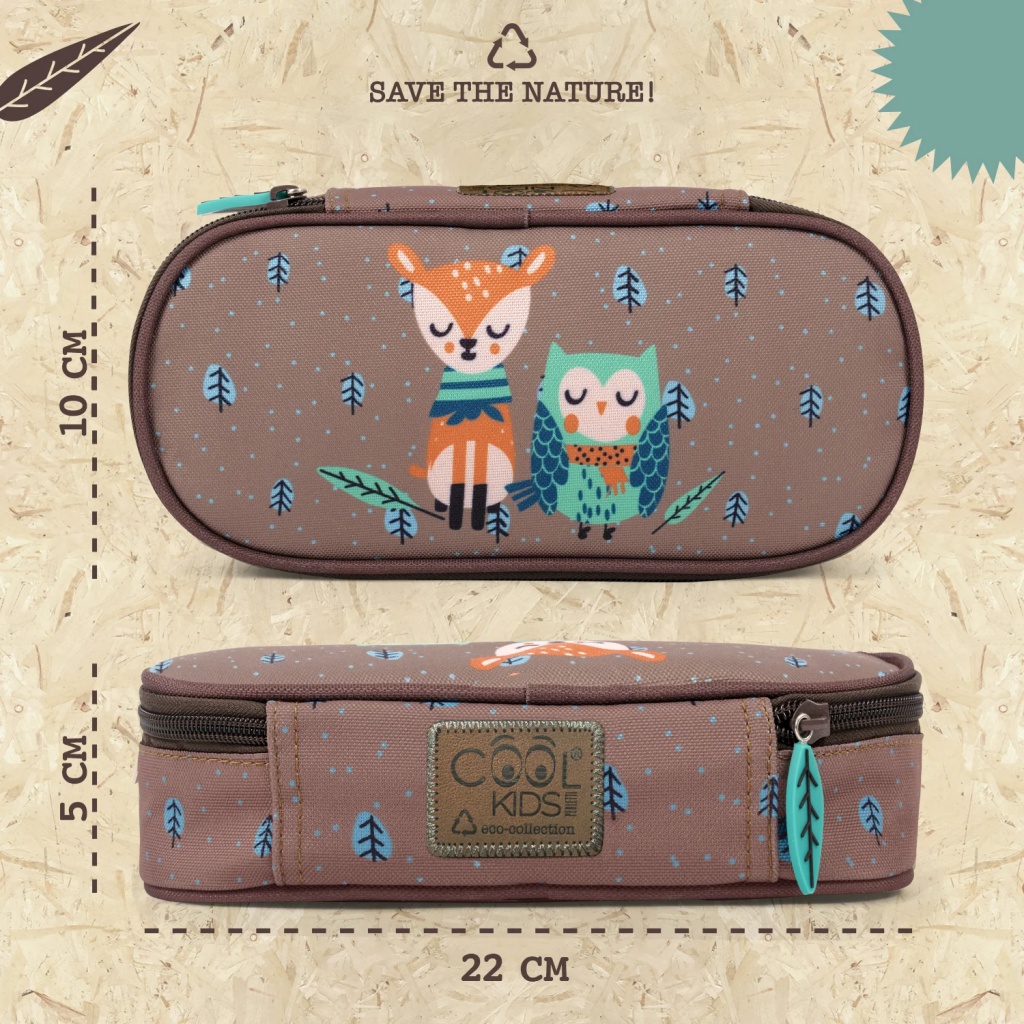 Školní penál / pouzdro Perletti Green, Owl & Fawn, 14408