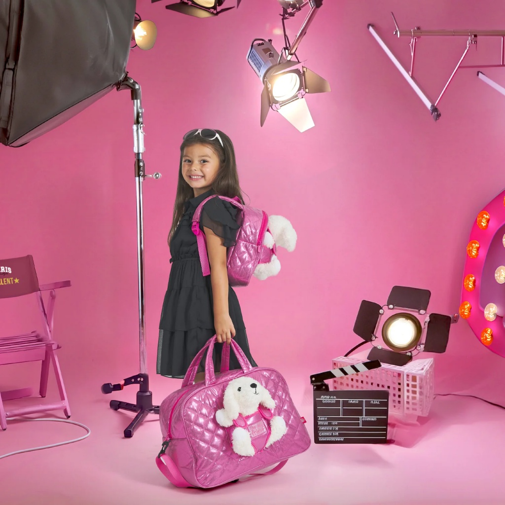 Ružová športová taška s pudlíkom Perletti Kids, 13082