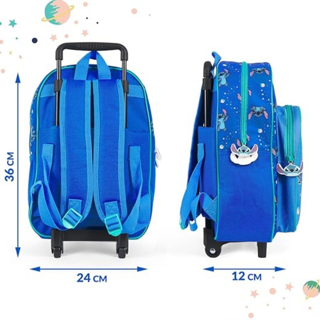 Detský batoh na kolieskach Perletti Lilo & Stitch, pohodlný a štýlový, s kolieskami a teleskopickou rukoväťou