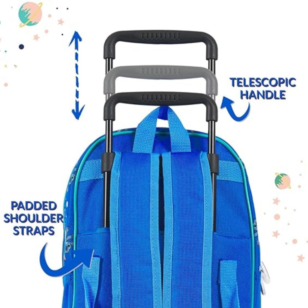 Detský batoh na kolieskach Perletti Lilo & Stitch, pohodlný a štýlový, s kolieskami a teleskopickou rukoväťou