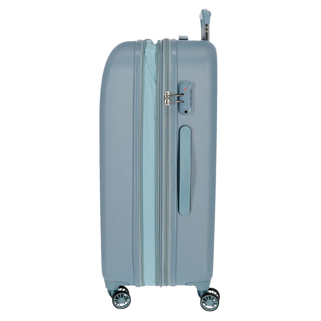 Sada luxusných ABS cestovných kufrov MOVOM Riga Sky Blue – 70 cm / 55 cm, tiché kolieska, TSA zámok, zväčšenie objemu