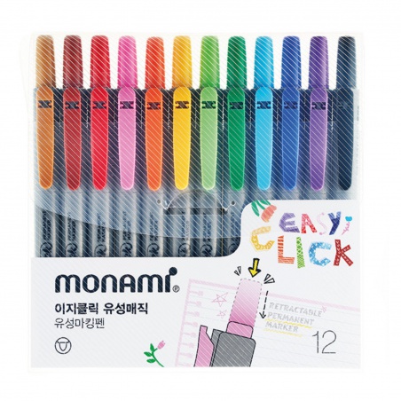 Sada permanentních popisovačů Monami Easy Click - 12ks, 2 mm
