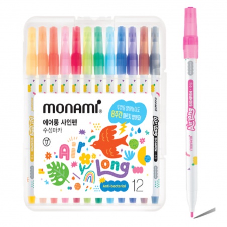 Nevysychajúce farebné fixky Monami Air Long Sign Pen, 1,5mm, 12 farieb