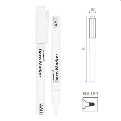 Akrylový popisovač Monami Deco Marker 460. bílý, 2mm