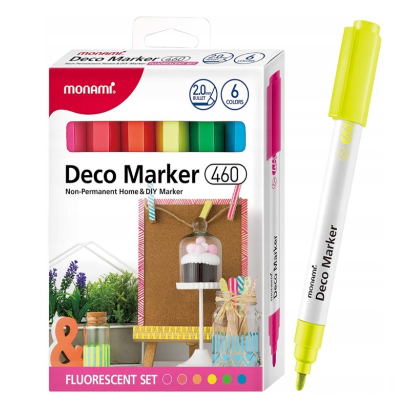 Sada akrylových popisovačov Monami Deco Marker 460 - Fluorescent set, 6ks, 2mm Sada akrylových popisovačov Monami Deco Marker 460 - Fluorescent set, 6ks, 2mm