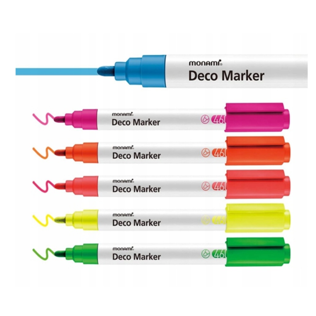 Sada akrylových popisovačov Monami Deco Marker 460 - Fluorescent set, 6ks, 2mm