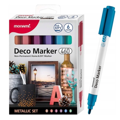 Sada akrylových popisovačov Monami Deco Marker 460 - Metal set, 6ks, 2mm Sada akrylových popisovačov Monami Deco Marker 460 - Metal set, 6ks, 2mm