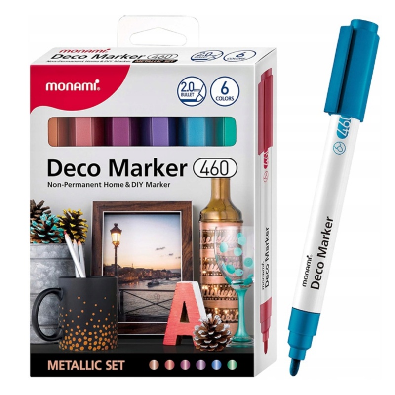 Sada akrylových popisovačov Monami Deco Marker 460 - Metal set, 6ks, 2mm Sada akrylových popisovačov Monami Deco Marker 460 - Metal set, 6ks, 2mm