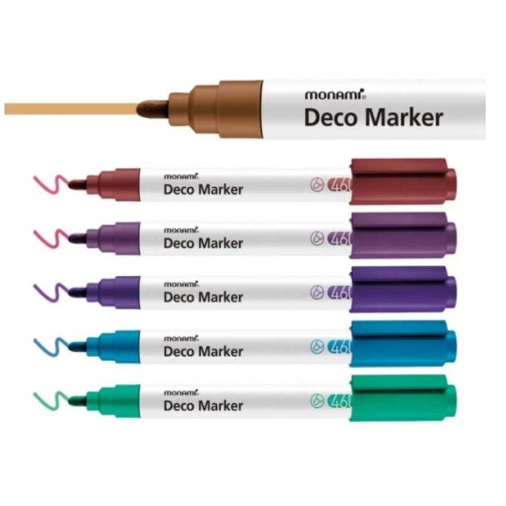 Sada akrylových popisovačov Monami Deco Marker 460 - Metal set, 6ks, 2mm
