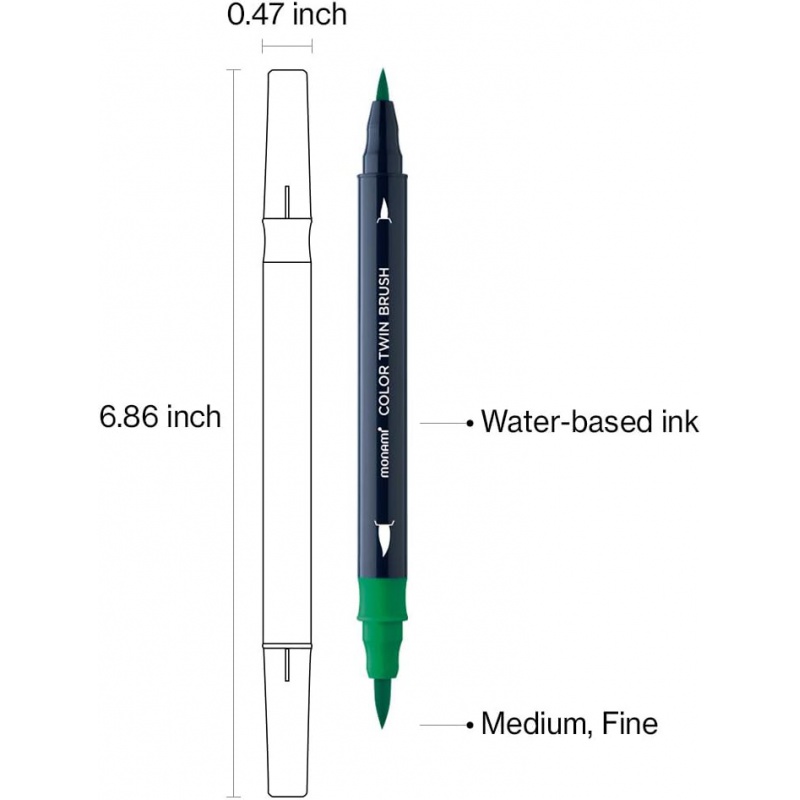 Sada popisovačů pro kaligrafii a ilustrace Monami Color Twin Brush - Forest set, 6ks Sada popisovačů pro kaligrafii a ilustrace Monami Color Twin Brush - Forest set, 6ks