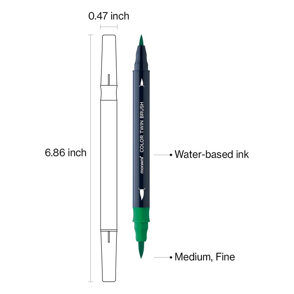 Sada popisovačov na kaligrafiu a ilustrácie Monami Color Twin Brush - Forest set, 6ks
