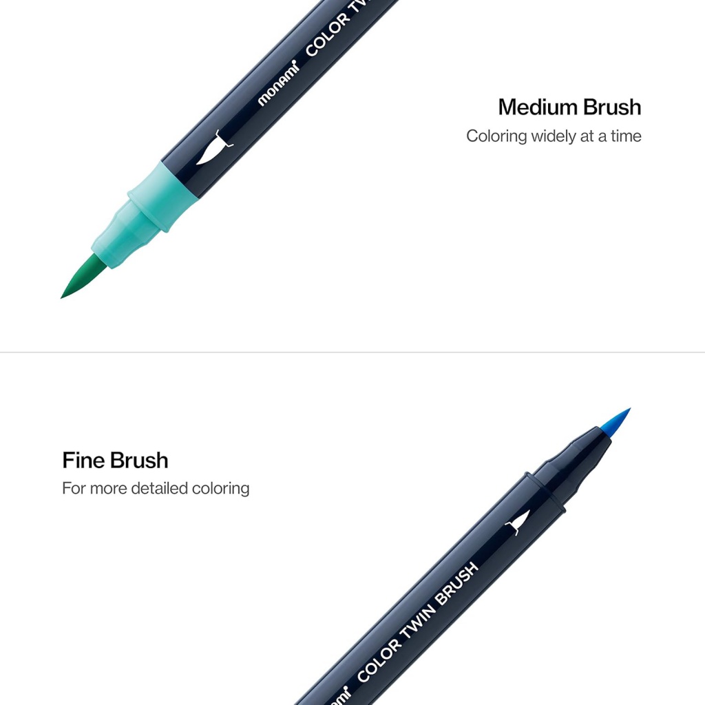 Sada popisovačů pro kaligrafii a ilustrace Monami Color Twin Brush - Ocean Blue set, 6ks