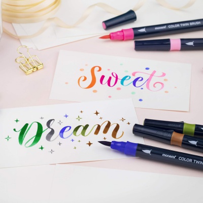 Sada popisovačov na kaligrafiu a ilustrácie Monami Color Twin Brush - Pastel set, 6ks Sada popisovačov na kaligrafiu a ilustrácie Monami Color Twin Brush - Pastel set, 6ks