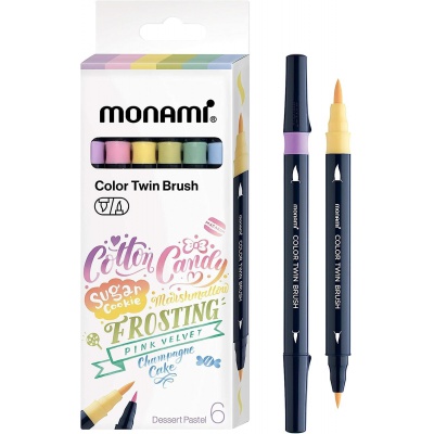 Sada popisovačov na kaligrafiu a ilustrácie Monami Color Twin Brush - Pastel set, 6ks Sada popisovačov na kaligrafiu a ilustrácie Monami Color Twin Brush - Pastel set, 6ks