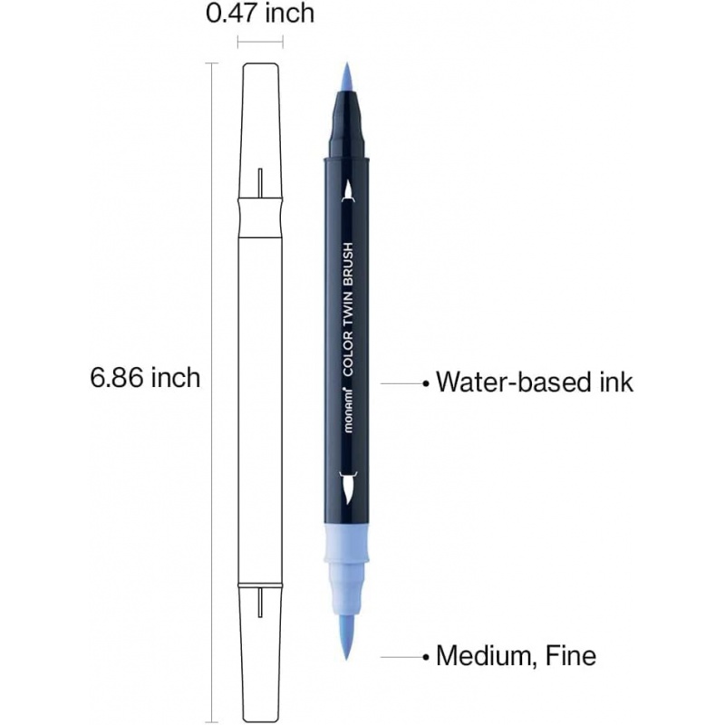 Sada popisovačov na kaligrafiu a ilustrácie Monami Color Twin Brush - Pastel set, 6ks Sada popisovačov na kaligrafiu a ilustrácie Monami Color Twin Brush - Pastel set, 6ks