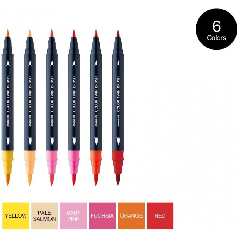 Sada popisovačov na kaligrafiu a ilustrácie Monami Color Twin Brush - Flower set, 6ks Sada popisovačov na kaligrafiu a ilustrácie Monami Color Twin Brush - Flower set, 6ks