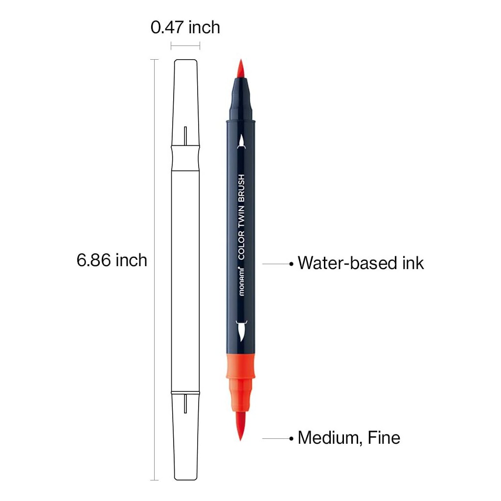 Sada popisovačov na kaligrafiu a ilustrácie Monami Color Twin Brush - Flower set, 6ks