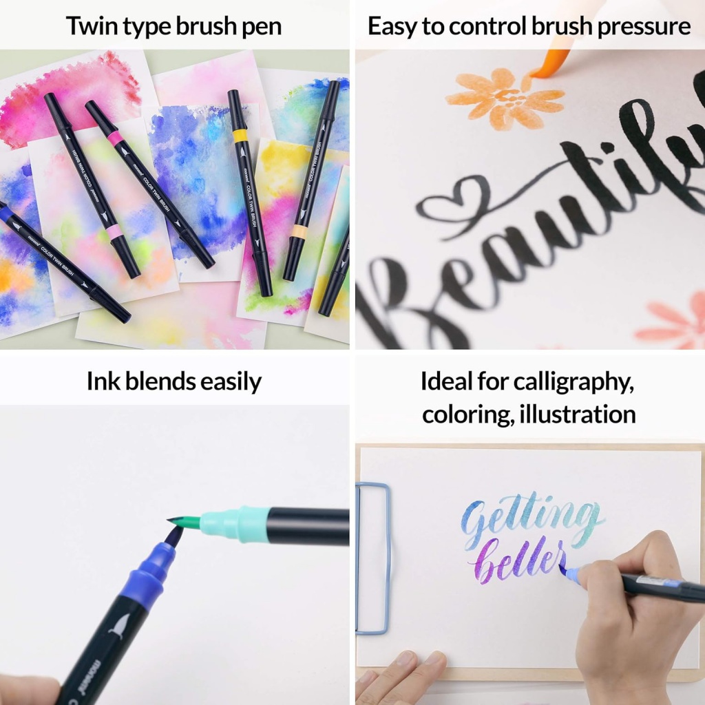 Sada popisovačů pro kaligrafii a ilustrace Monami Color Twin Brush - Flower set, 6ks