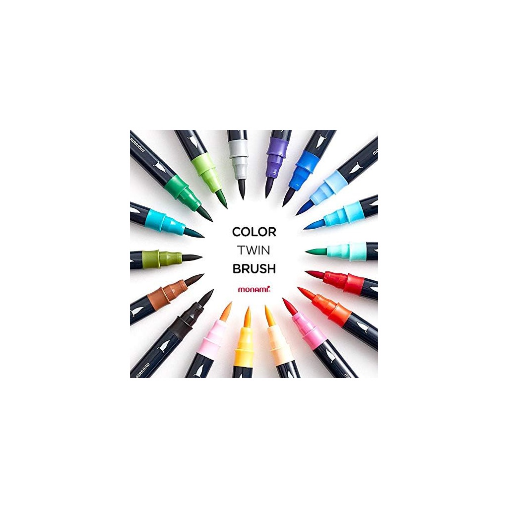 Sada popisovačů pro kaligrafii a ilustrace Monami Color Twin Brush - Flower set, 6ks