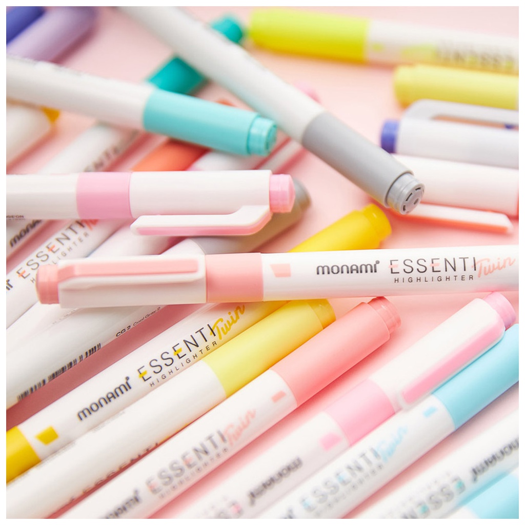 Sada oboustranných zvýrazňovačů Monami Essenti Twin - Bright Sunshine, 4ks