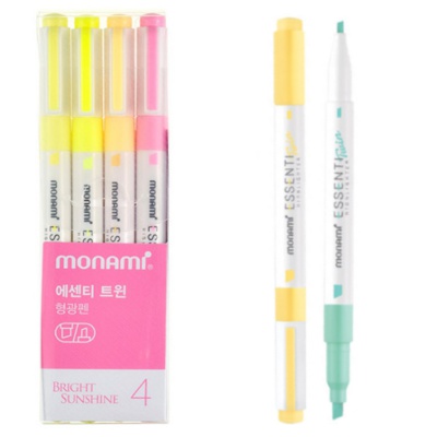 Sada oboustranných zvýrazňovačů Monami Essenti Twin - Bright Sunshine, 4ks Sada oboustranných zvýrazňovačů Monami Essenti Twin - Bright Sunshine, 4ks