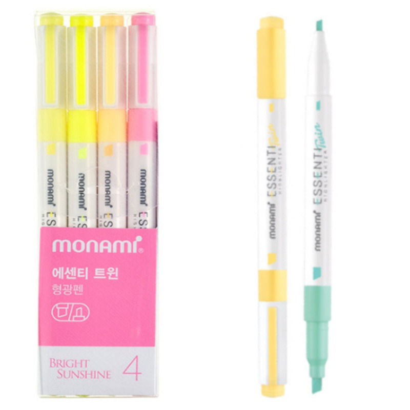 Sada oboustranných zvýrazňovačů Monami Essenti Twin - Bright Sunshine, 4ks Sada oboustranných zvýrazňovačů Monami Essenti Twin - Bright Sunshine, 4ks