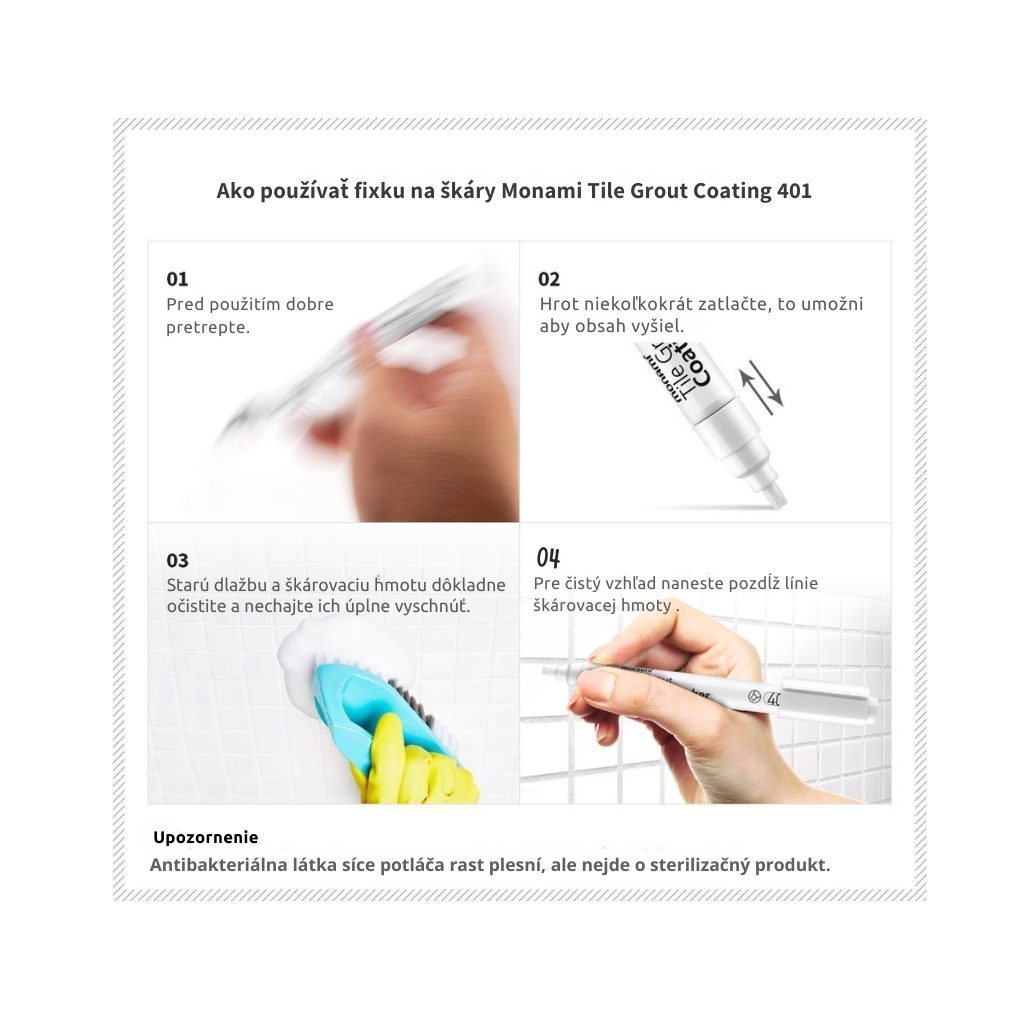 Fixka na škáry Monami Tile Grout Coating 401 – biela, 1,5-4 mm