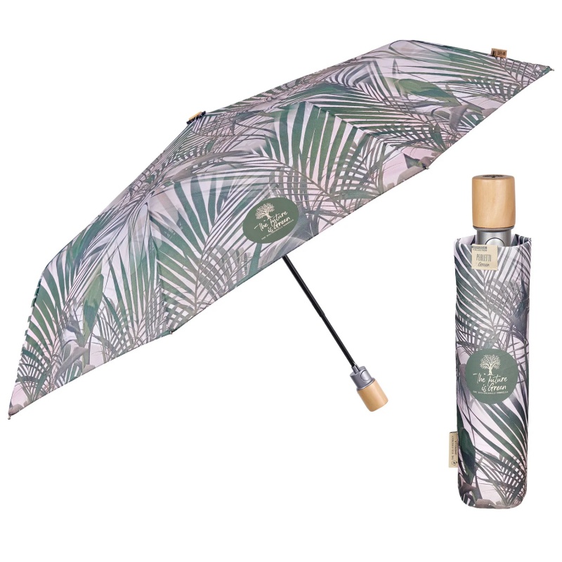 Elegantní skládací dámský deštník Perletti Green "Kenzia", 19158