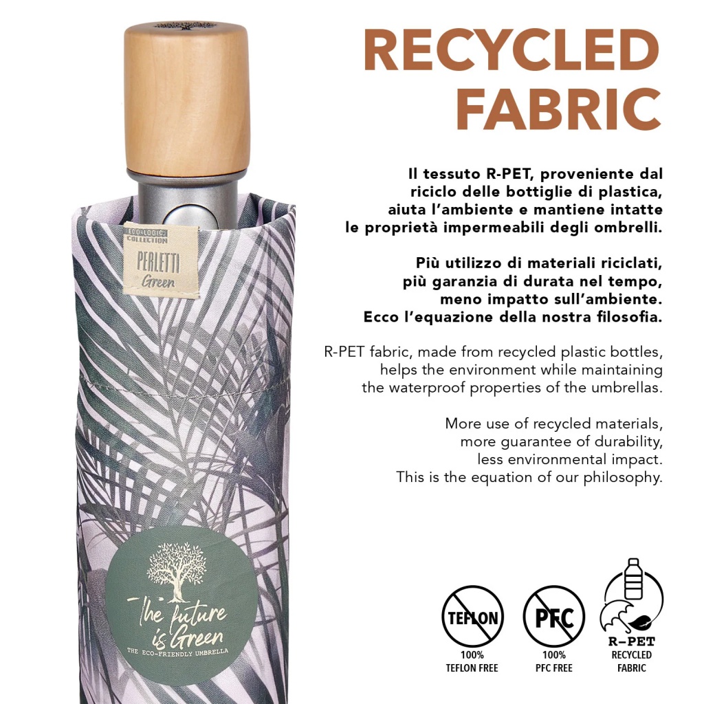 Elegantný skladací dámsky dáždnik Perletti Green "Kenzia", 19158