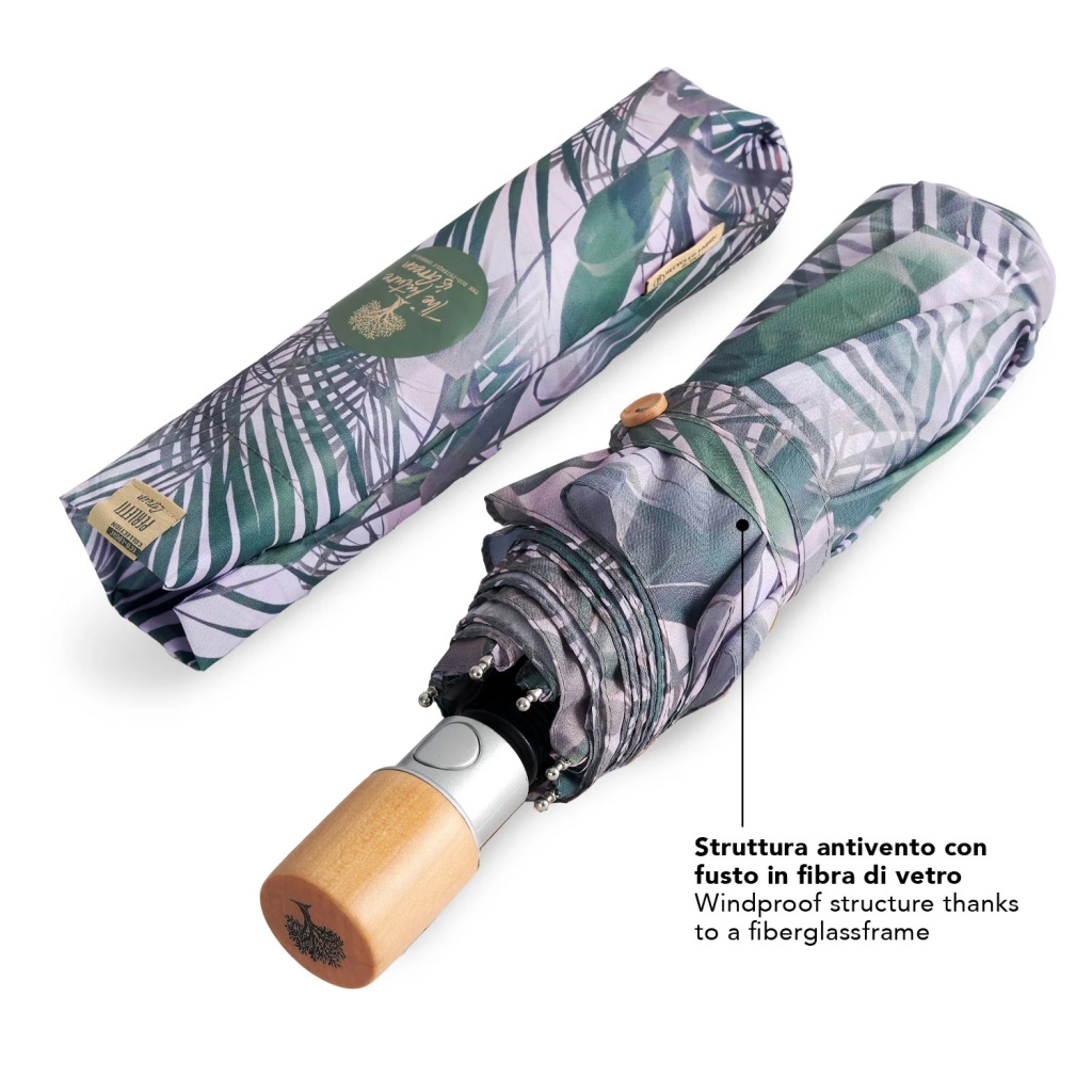 Elegantní skládací dámský deštník Perletti Green "Kenzia", 19158