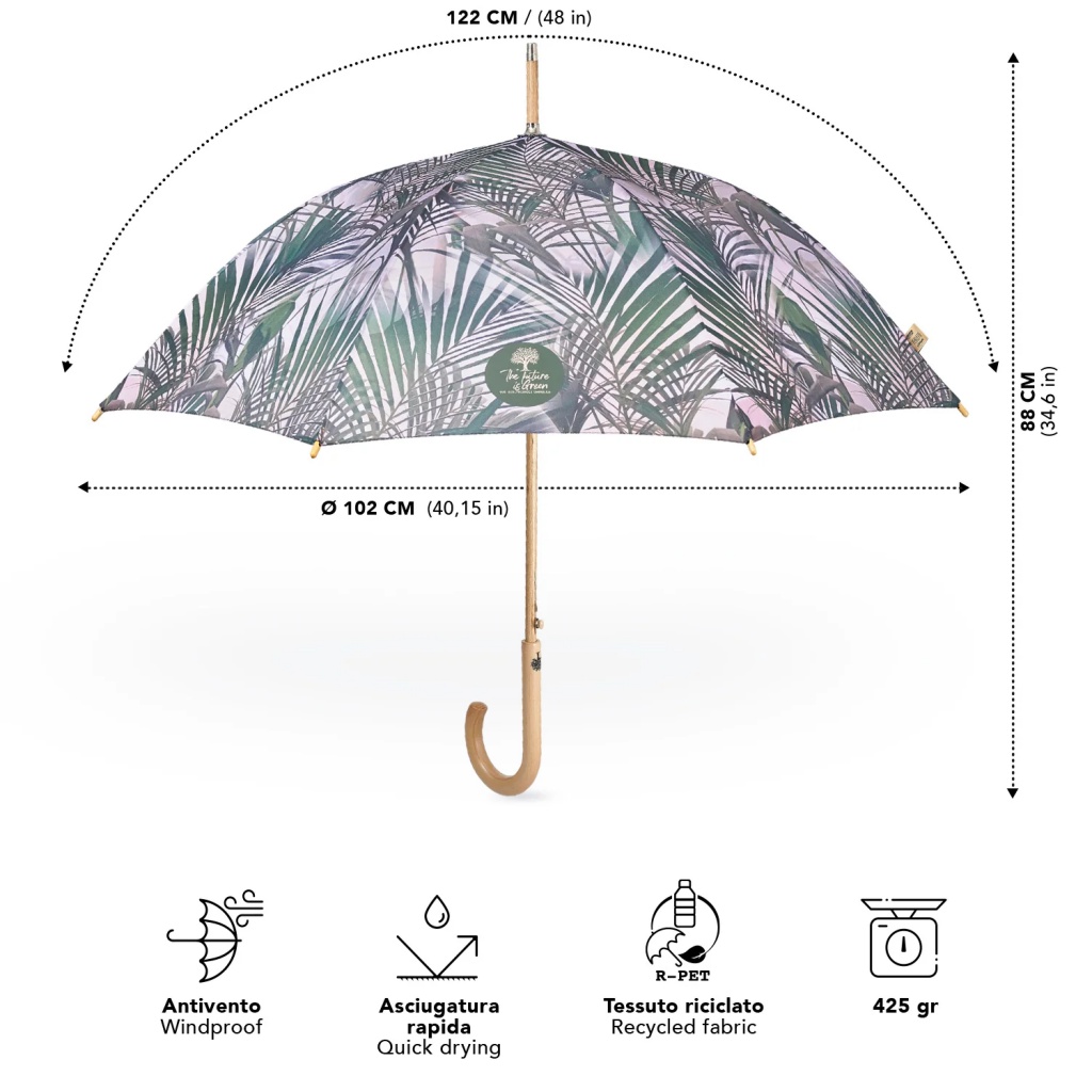 Elegantný dámsky dáždnik  Perletti Green "Kenzia", 19157