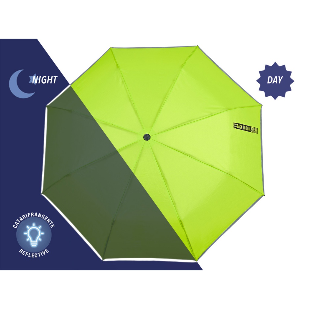 Detský reflexný dáždnik Perletti Cool Kids Back To Cool zelený 15657