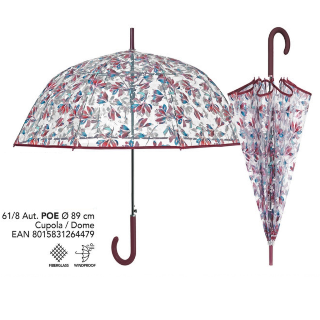 Dámský průhledný deštník s lístky Perletti Time, 26447