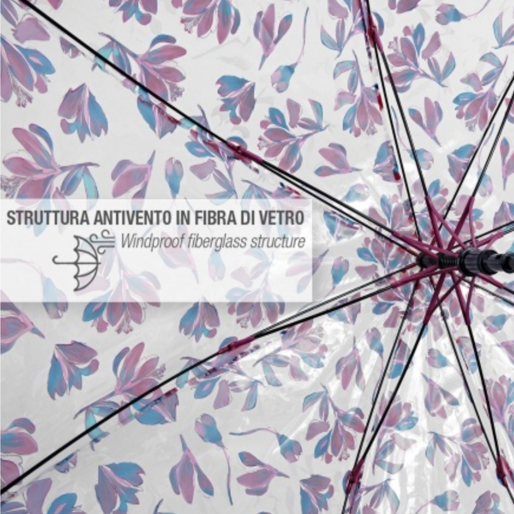 Dámský průhledný deštník s lístky Perletti Time, 26447